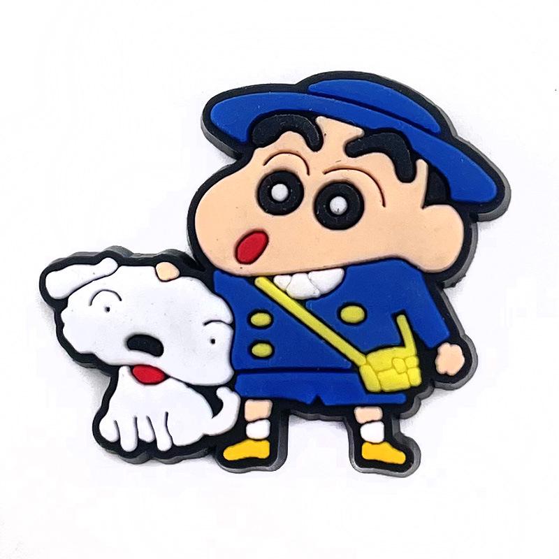 Crayon Shin-chan Funny Hole Shoe Buckles: Soft Rubber Shoe Accessories with Floral Design