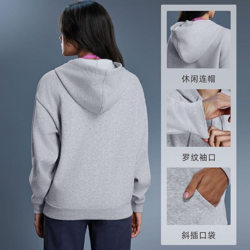 Womens Fleece-Lined Hooded Sweatshirt Winter Warm Loose Fit Zip-Up Jacket Casual Sport Outdoor