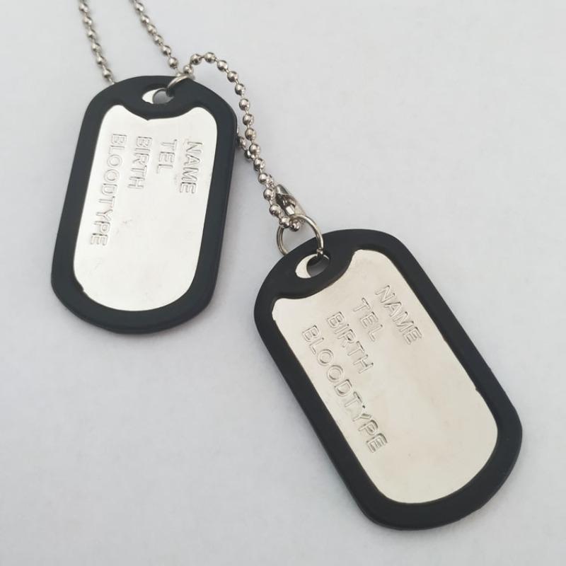 Military Dog Tag Personalised Plated Army Style Dog Id Tags with Ball Chains Silencers 2 Dog Tags Chain Pendant Necklace Goth