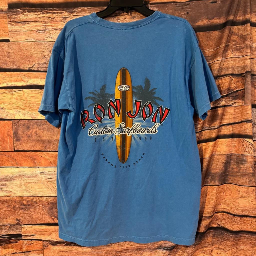Ron Jon Surf Shop Pánské Modré Velké Kulatý Výstřih Bavlněné Grafické Tričko Unisex Tričko