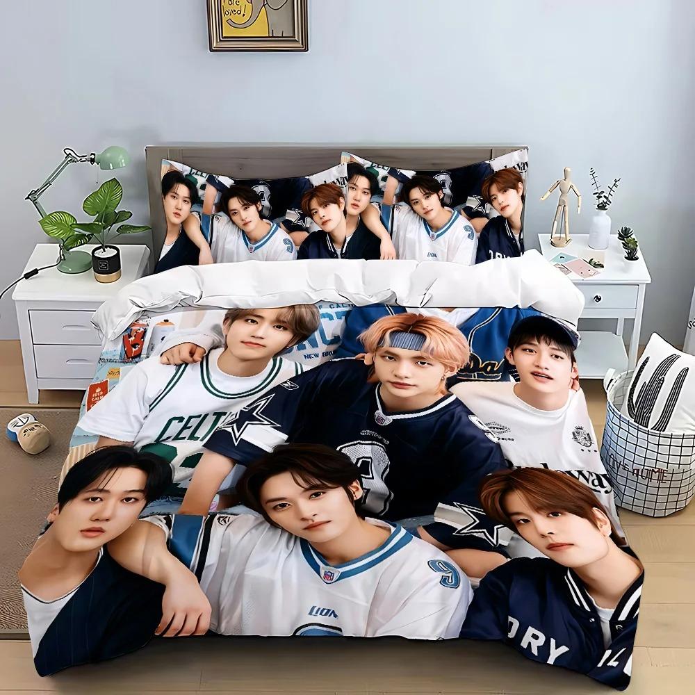 K-pop Group Duvet Cover Pillowcase 3D Printed S-Stray-K-Kids Bedding Set Single/Twin/Full/Queen Size for Fans Bedroom Decor
