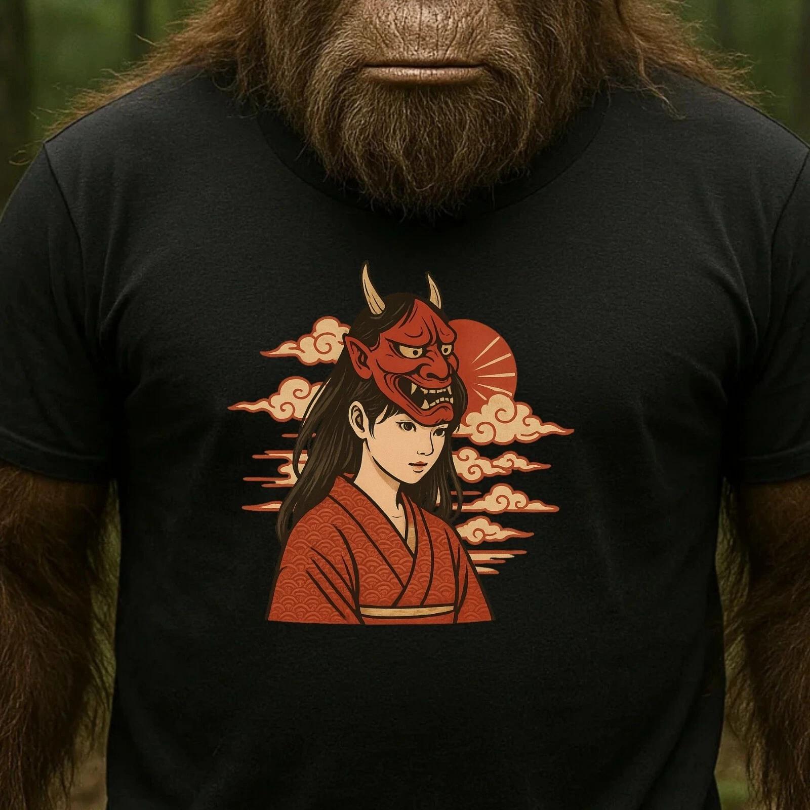 T-Shirt Herren Oni-Maske Mädchen Motiv Baumwolle Größe S bis 5XL XXXL