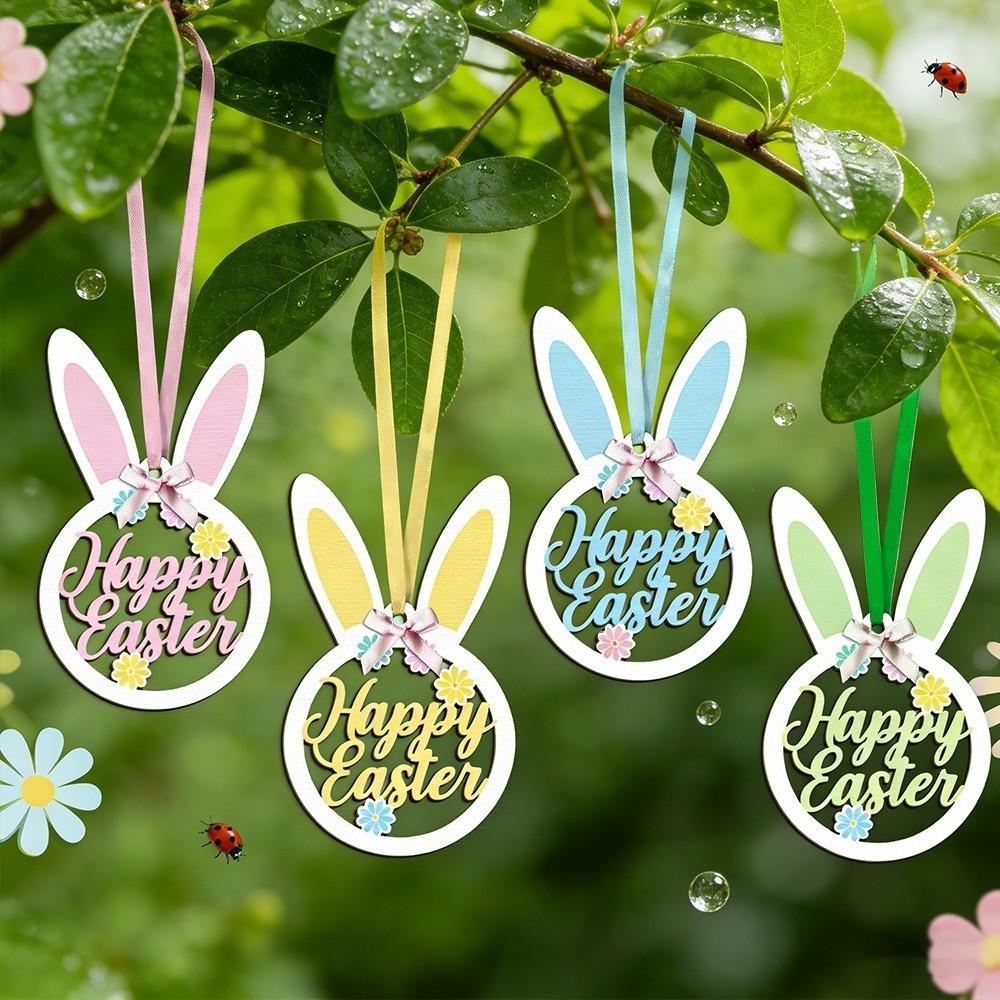 Holz Osterbaum Dekoration Flache Kaninchen Hängende Ornamente Osterhase Anhänger Büro Dekoration
