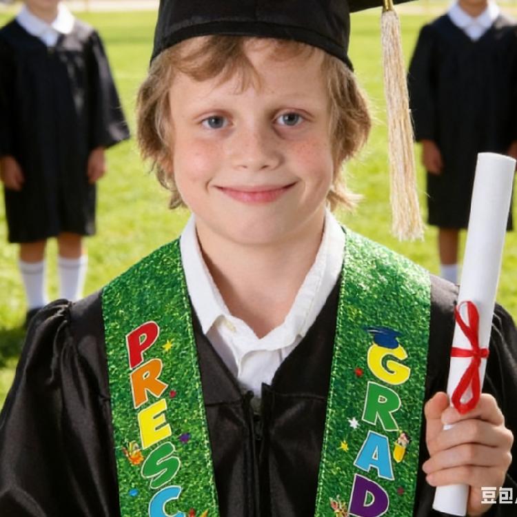 Fun Themed Graduation Sash For Children Preschool Ceremony Colorful Printed Decorative Stole Children's Graduation Stole