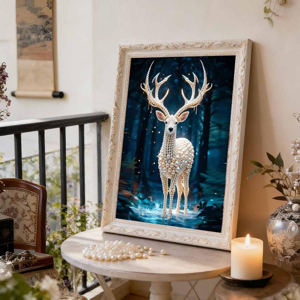 DIY Pearl Painting Set Little Deer Pattern Home Decoration Handmade Sticky Diamond Creative Canvas Pearl Art Painting Crafts Perfect Gift