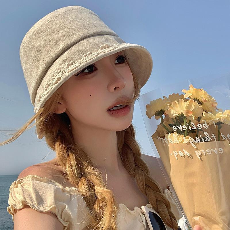 Cotton Linen Summer Embroidered Sun Hat For Women With Breathable Design