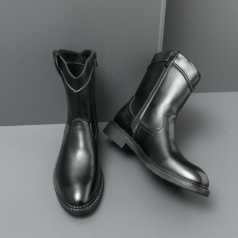 Luksusowe Markowe Nowość Zimowa Moda Botki Męskie Szpiczaste Brązowe Czarne Platforma Buty Codzienne Wysokie Cholewki Zapatos Hombre