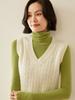 Women's V-neck Cashmere Cable Knit Sleeveless Vest Cardigan Sweater