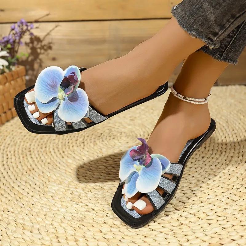 Fashion 2025 New Summer New Women Slippers Fashion Flower Sandals Bathroom Slippers Banquet Party Women Shoes