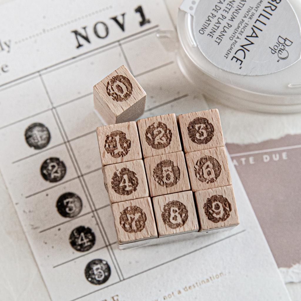 Journal GO 10pcs/set Creative Retro Number Stamp Set for Scrapbooking Vintage Journaling Supplies Cute Wooden Stamps
