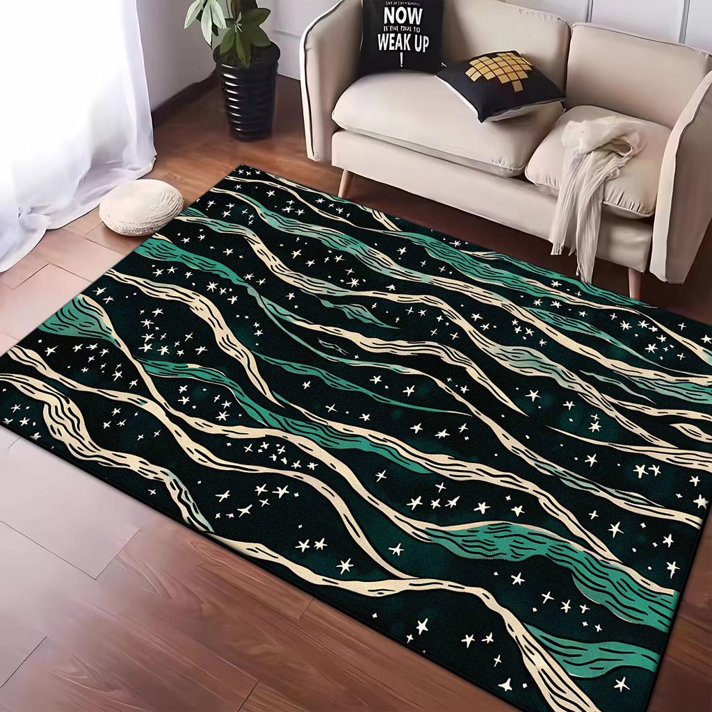 Nordischer Abstrakt Wellen 3D Teppich für Zuhause Wohnzimmer Modernes Schlafzimmer Sofa Fußmatte Dekor Kinder Spielbereich Teppich Rutschfeste Bodenmatte