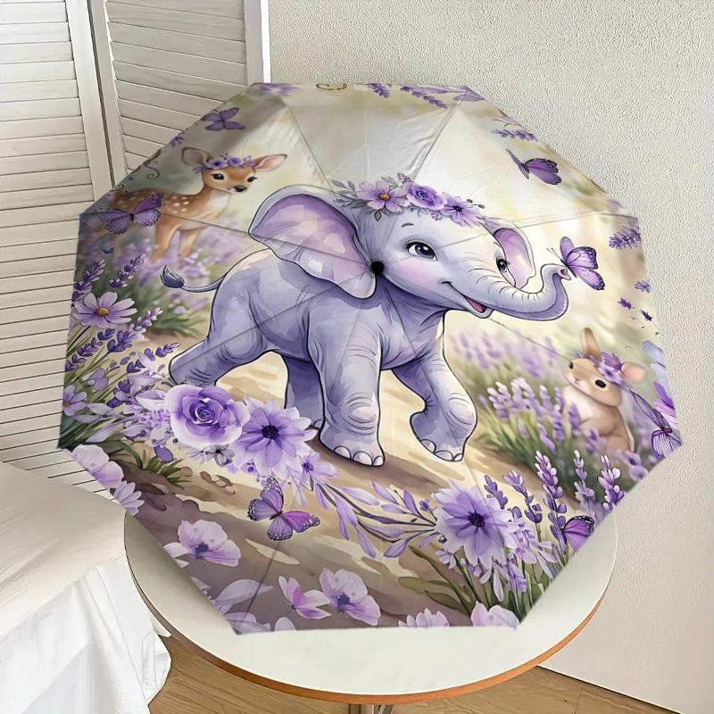 1PC Elephant Umbrella-8-Rib Reinforced, Automatic Open, Lightweight & Durable, Fashion Accessory for Outdoor, H0344