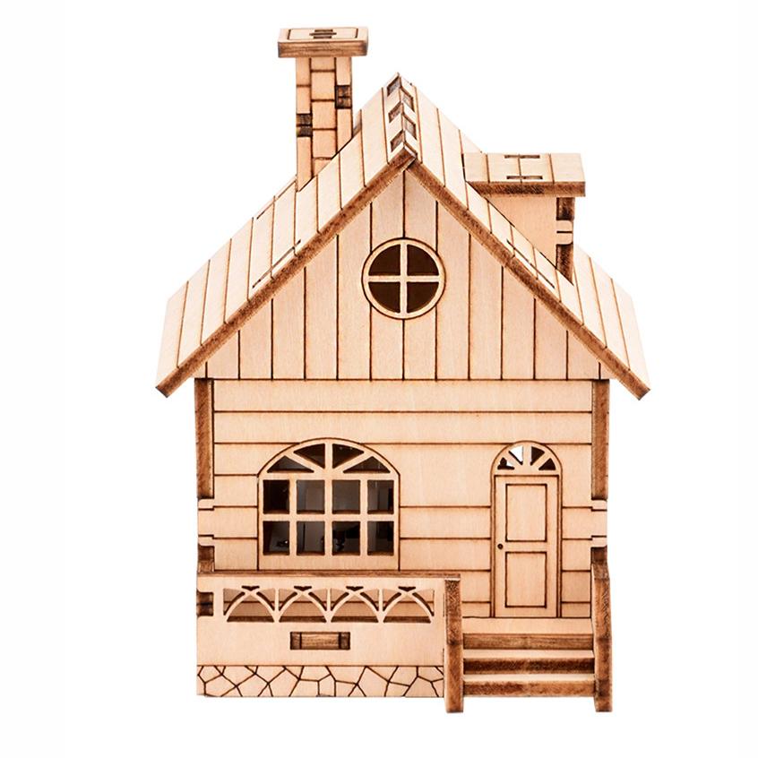 Puzzle 3D Trójwymiarowe Puzzle Drewniany Model Puzzle Pozytywka DIY Mały Domek 70mm * 70mm * 105mm