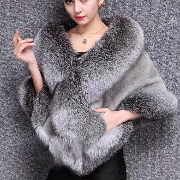 Brand New Fur Women's Shawl Cape Eco-friendly Mink Fox Fur Mink Coat