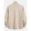 Men Corduroy Shirt Long Sleeve Plaid Solid Color Wrinkle Free Business Casual Slim Fit Top