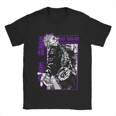 Gojo Satoru Camiseta Hombre Algodón Camisetas Casuales Cuello Redondo Camiseta Anime Manga Corta Ropa Talla Grande
