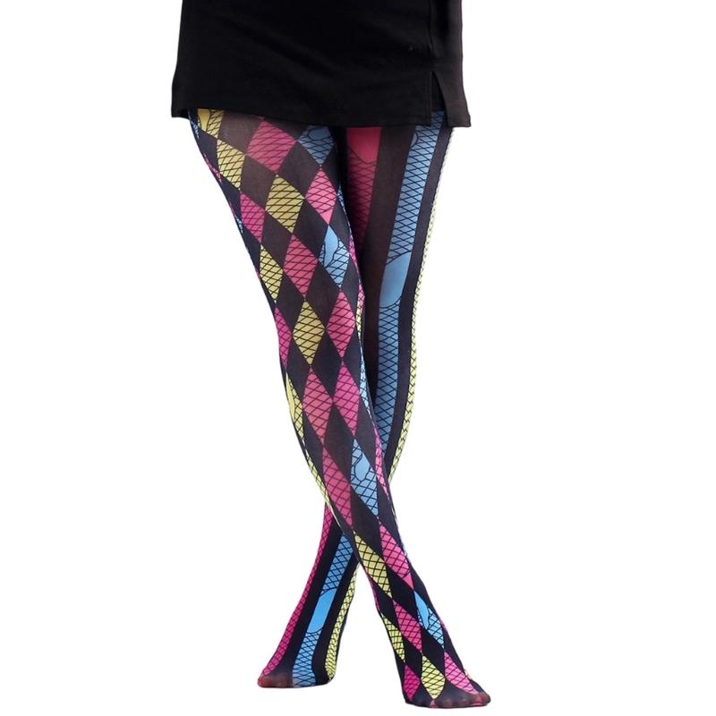 Multicolor Patterned Footed Tights for Women Printed Pantyhose Stockings for Dress Skirt Layering In Spring Fall Office and Daily Wear