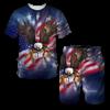 Summer New Men's T-shirt Shorts Eagle USA Flag Set 3D Print Two-piece Set Leisure Fashion Short Sleeve Full Set of Clothing