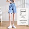 2026 Women's Plus Size Ice Silk Denim Shorts - Summer Thin, Loose Fit, Wide Leg, Tencel, Mid-Length