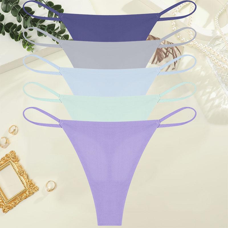 5Pcs/Set Sexy Minimalist Thong Underwear for Women Low Rise Thin Strap Seamless Soft Comfortable Briefs
