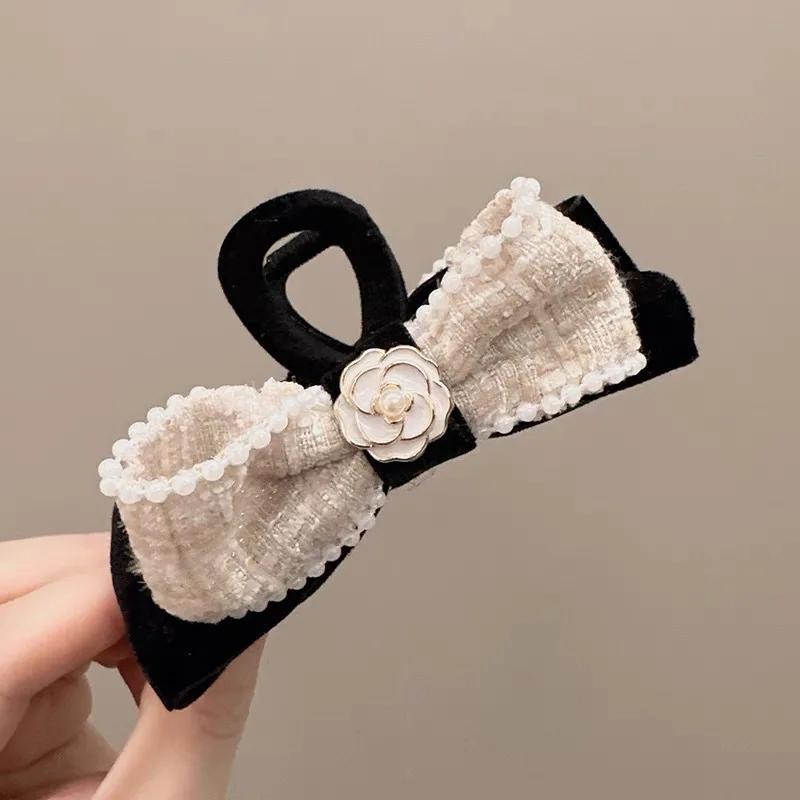 Vintage Stoffschleife Haarspange Kamelienblume Haarspangen für Frauen Mädchen Temperament Haarspange Kopfschmuck Koreanische Haarschmuck