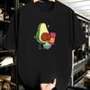Women Casual Fashion Cotton TShirt Short Sleeve Round Neck with Quirky Avocado Kiwi Print Breathable Ideal for Summer Outings