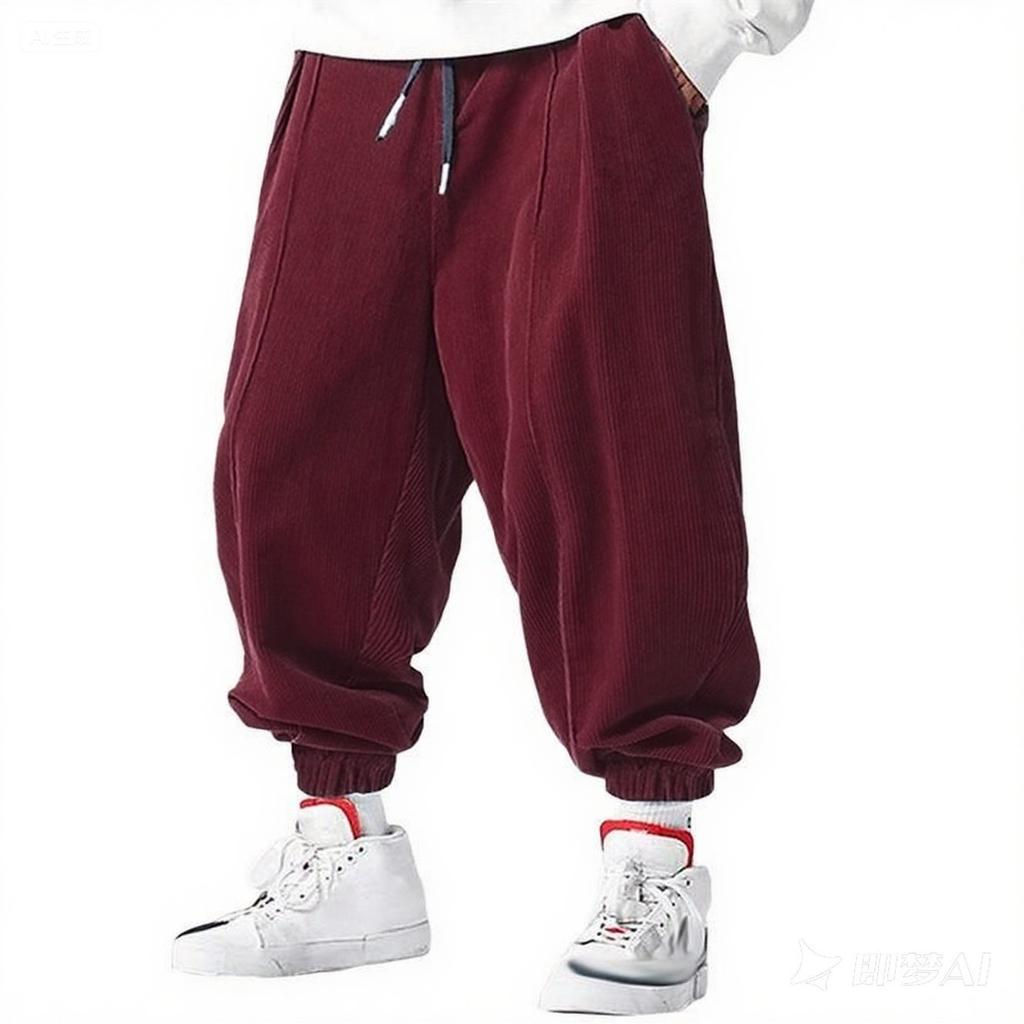 Men's Sports Jogging Corduroy Solid-color Tapered-leg Casual Pants with A Drawstring Elastic Waistband Men Cargo Pants