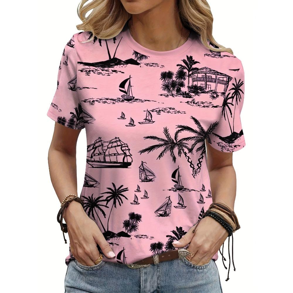 3D digitally printed women s T-shirt, casual round neck short sleeves S