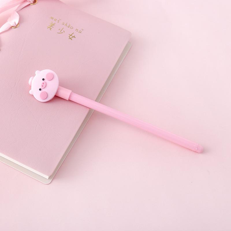 1 Pcs Cute Cartoon Kawaii Animal Cat Pink Pig 0.5mm Gel Pen Student Plastic Writing Pens Escolar Papelaria Office Stationery