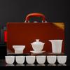New high-end ice seed jade porcelain kung fu tea set, household simple bank insurance company business souvenir