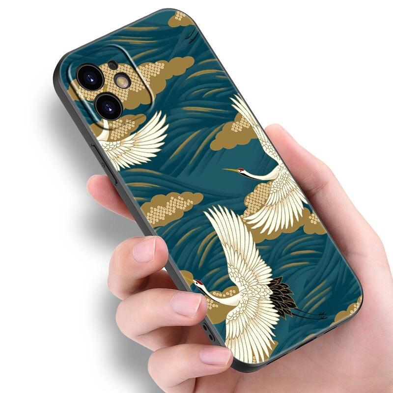 

Чехол для телефона с японской волной Art для Apple iPhone 14 13 12 Mini 11 Pro Max 7 8 XR X XS 7 8 Plus SE 2020 2022 черный мягкий чехол iPhone SE 2022