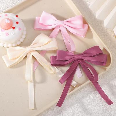 Elegante fermaglio per capelli con fiocco in nastro, moda semplice, solido, fermaglio a molla in raso, fermaglio per capelli, fascia retrò con clip, accessori per capelli per ragazze