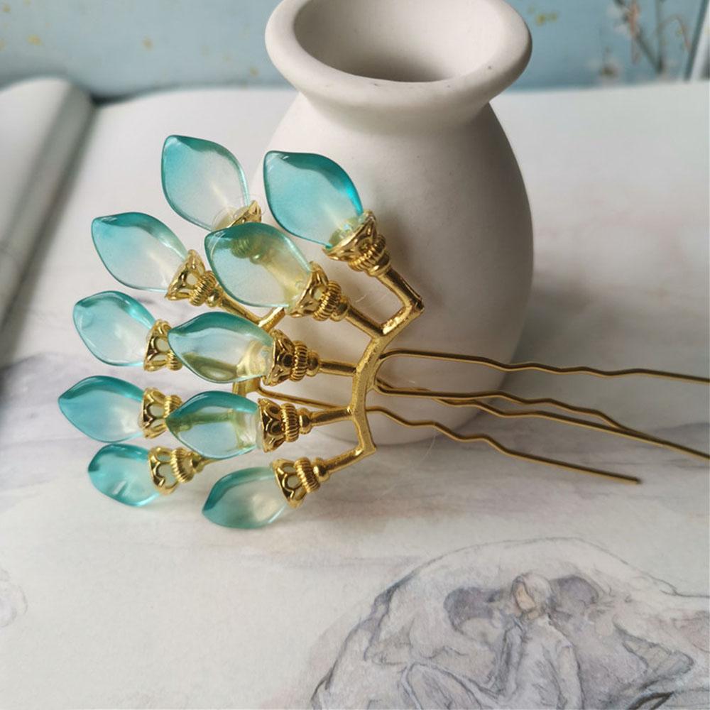 Crystal Petals Women U-shaped Zinc Zinc Alloy Hanfu Hair Sticks Pearl Row Hairpin Hair Forks Hair Accessories