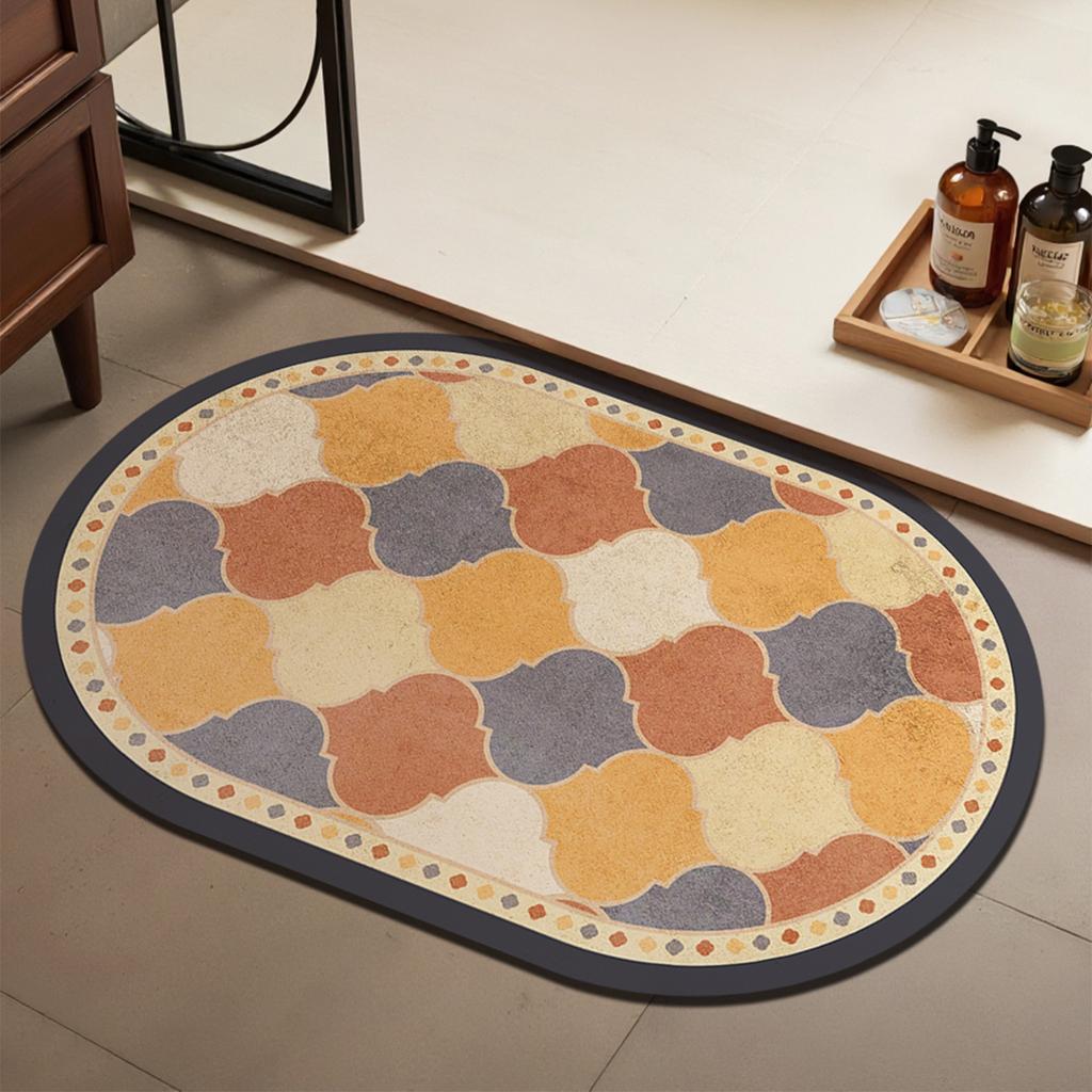 Retro wind diatom mud floor mat household bathroom door bathroom floor mat water absorption quick drying dirt resistant non-slip mat