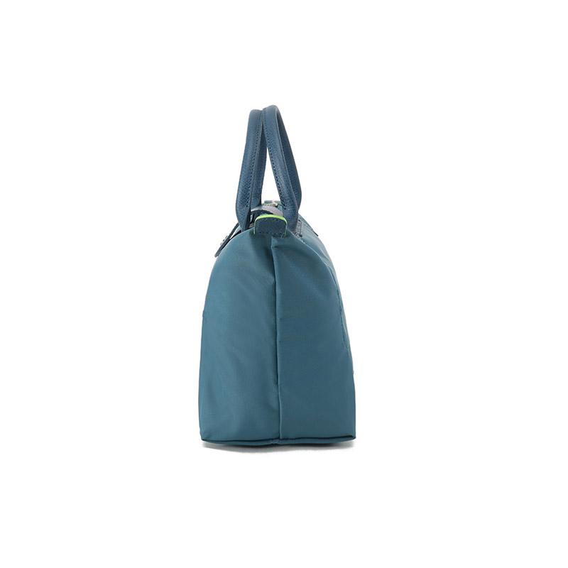 Longchamp Le Pliage Green Kurzer Griff Faltbar Recycelter Canvas Knödel Tragetasche Kleine Damen Tragetaschen Pfauenblau 1621919P89