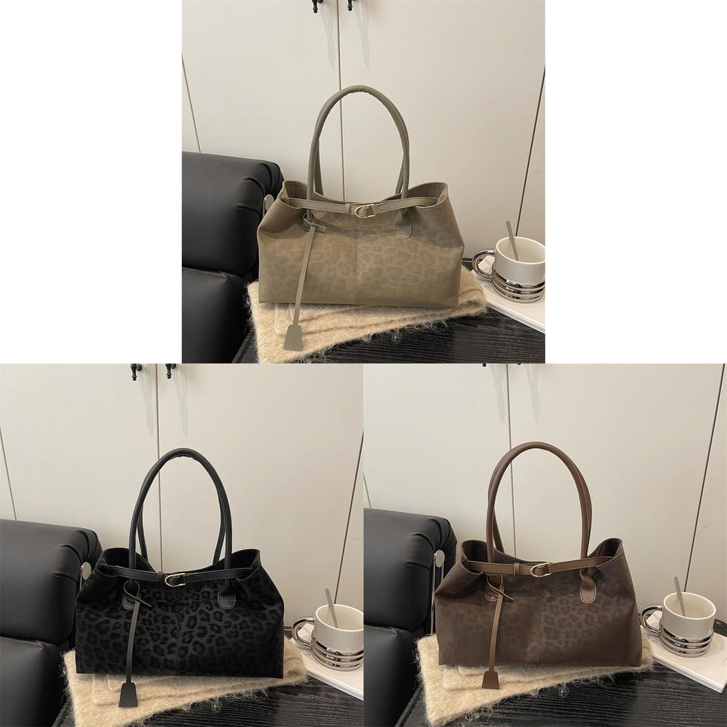 Vintage Leopard Print Tote Bag With Magnetic Closure For Casual Daily Use