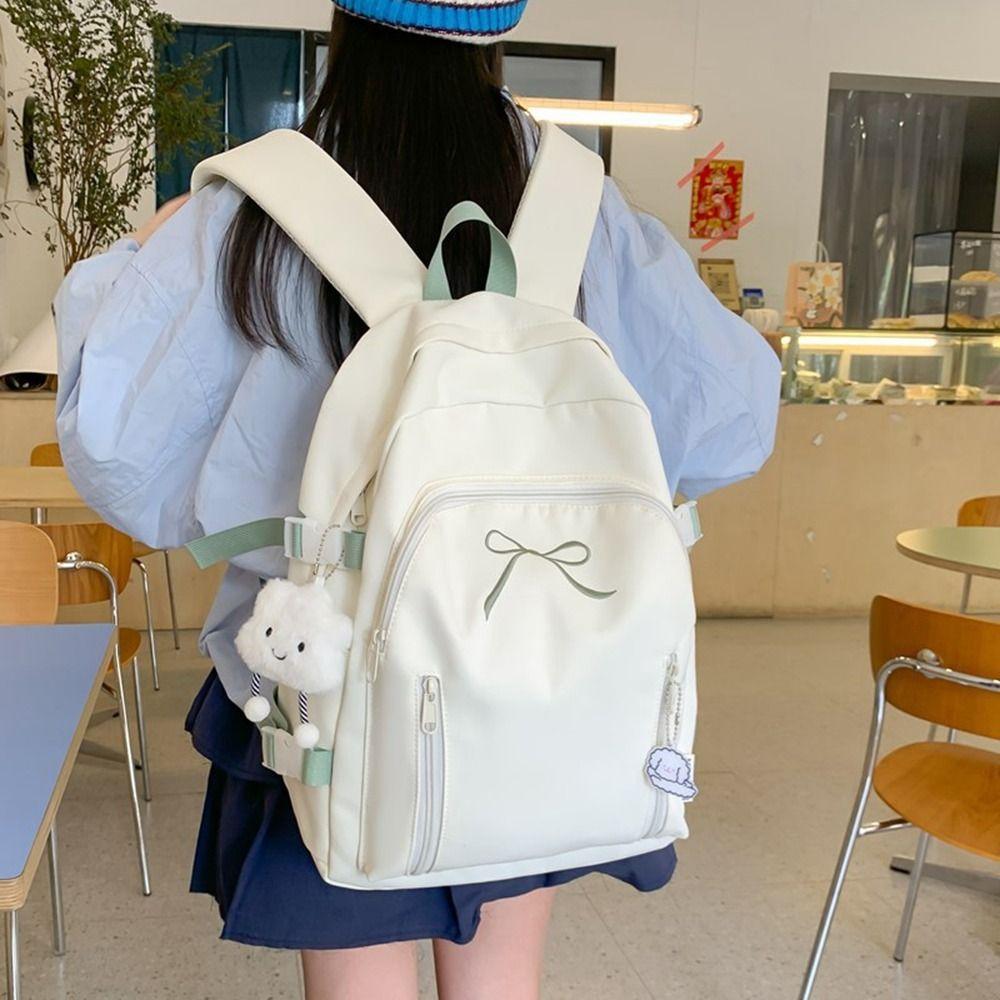 Casual Student Schoolbag Solid Color Nylon Shoulder Bag Sweet Korean Style School Bag  Girls