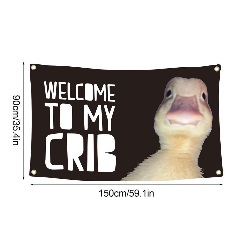 

Welcome to My Crib Duck Dorm Room Wall Flag Man Cave Tapestry Funny Flags Parties Supplies Yard Signs Versatile Wall Decor чорний