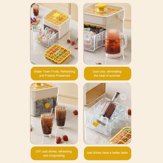 Ice Cube Mold with Lids And Container Press-to-release Ice Tray Double Layer