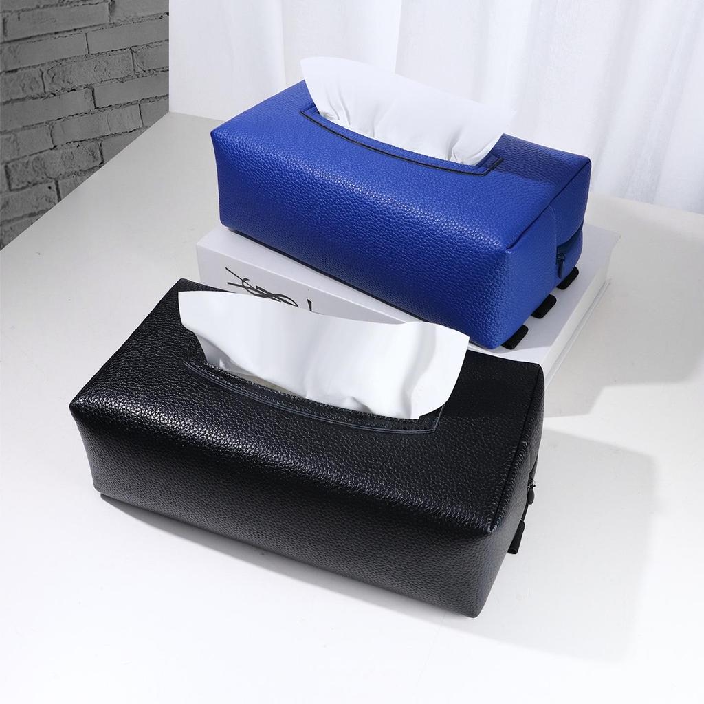 High-Grade Leather Car Tissue Box - Versatile Hanging & Pull-out Design for Simple Interior Storage