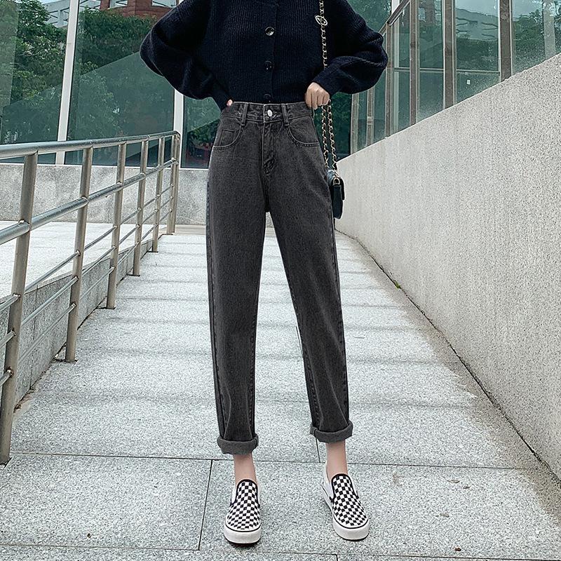 High-waisted Women's Korean Style Loose Casual Cropped Jeans for Spring to Summer
