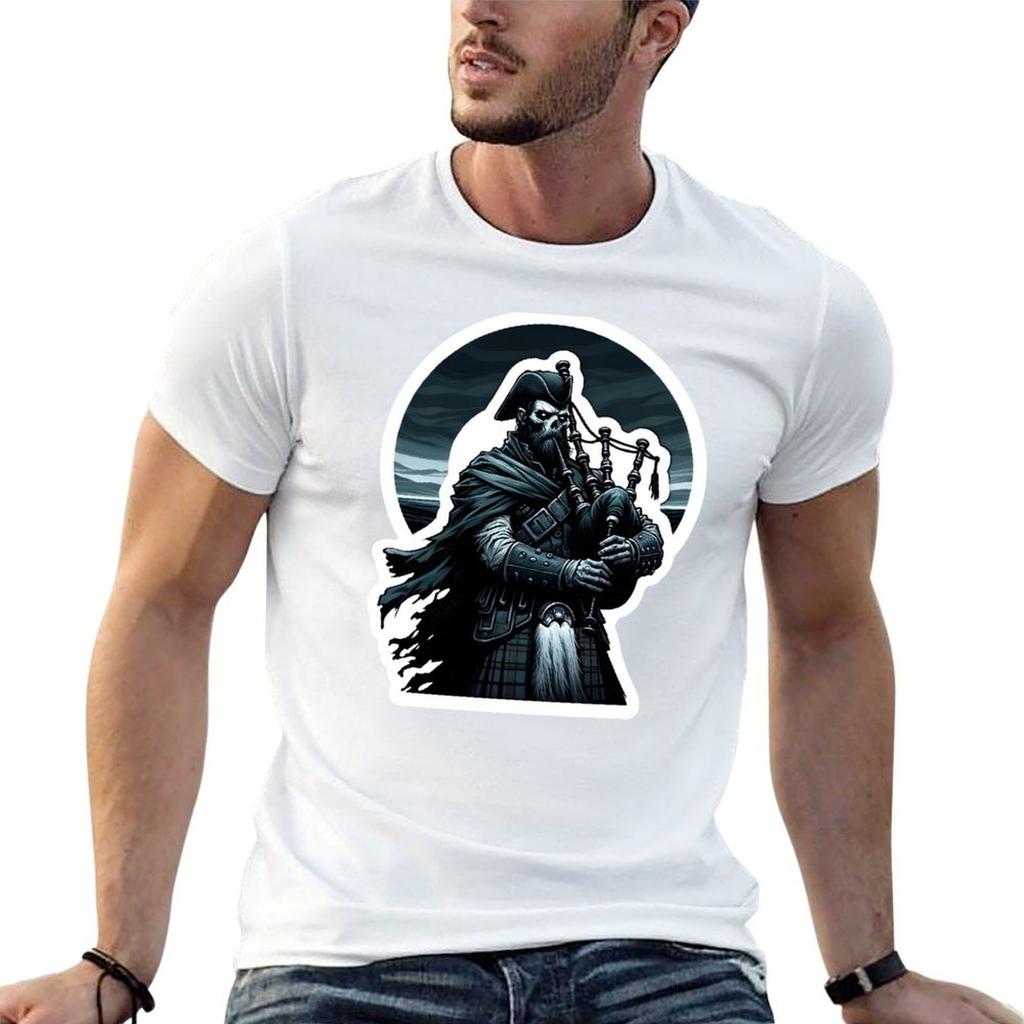 Ghostly Bagpiper TShirt Casual Lightweight Short Sleeve Top