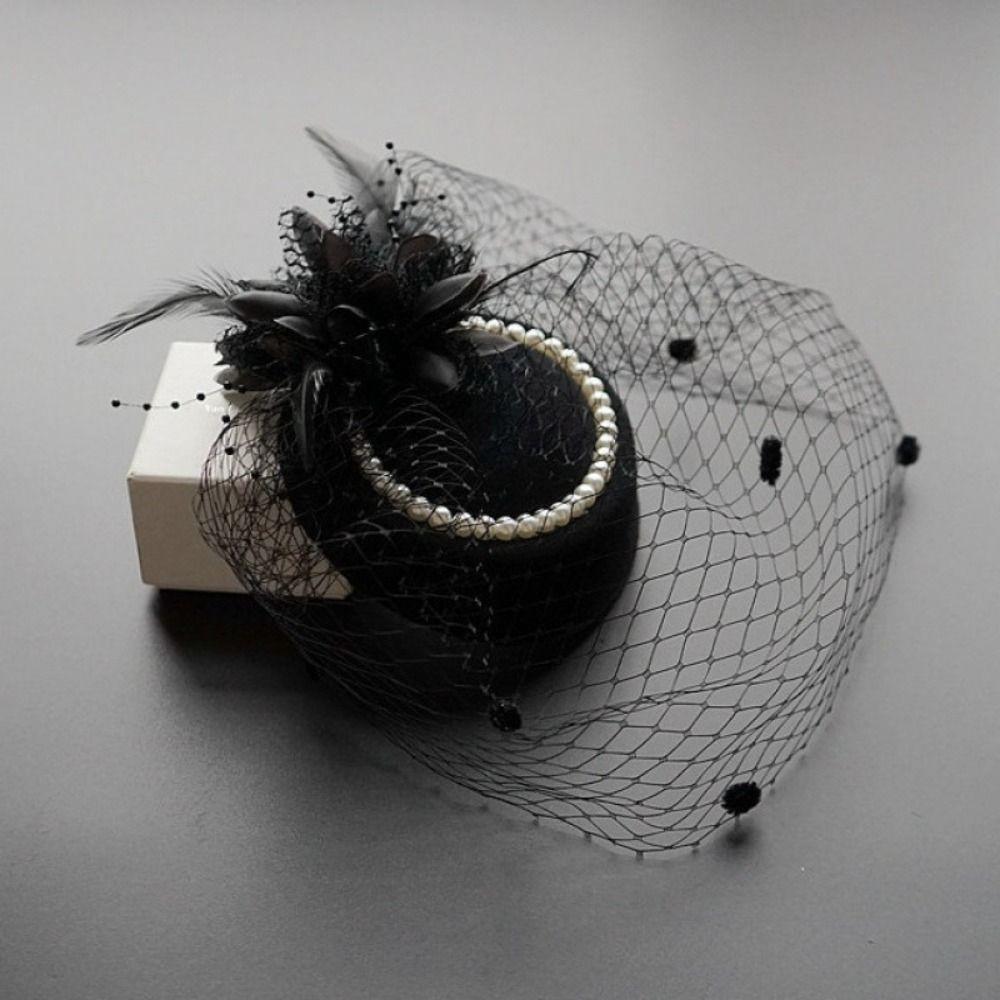 Fascinator Elegant Retro Birdcage Veil Hat Black Veil Top Hair Accessories Bridal Face Veils