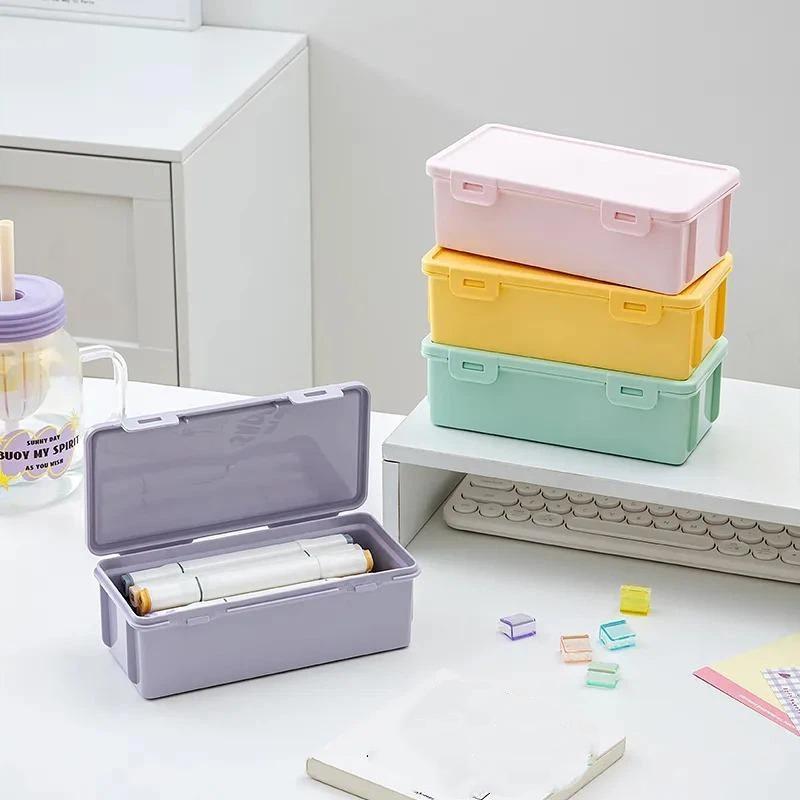 Macaron Color Plastic Pencil Case With Large Capacity And Snap Lid Perfect For Students School Stationery Storage