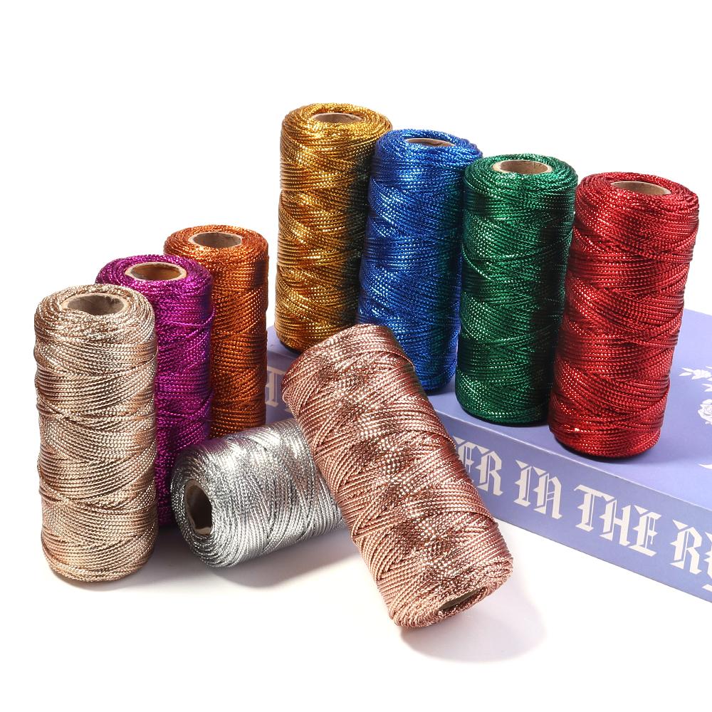 100Meters/Roll Gold Silver Color Macrame Cord Packaging Rope Ornament String Thread For DIY Wedding Party Christmas Gifts Decor