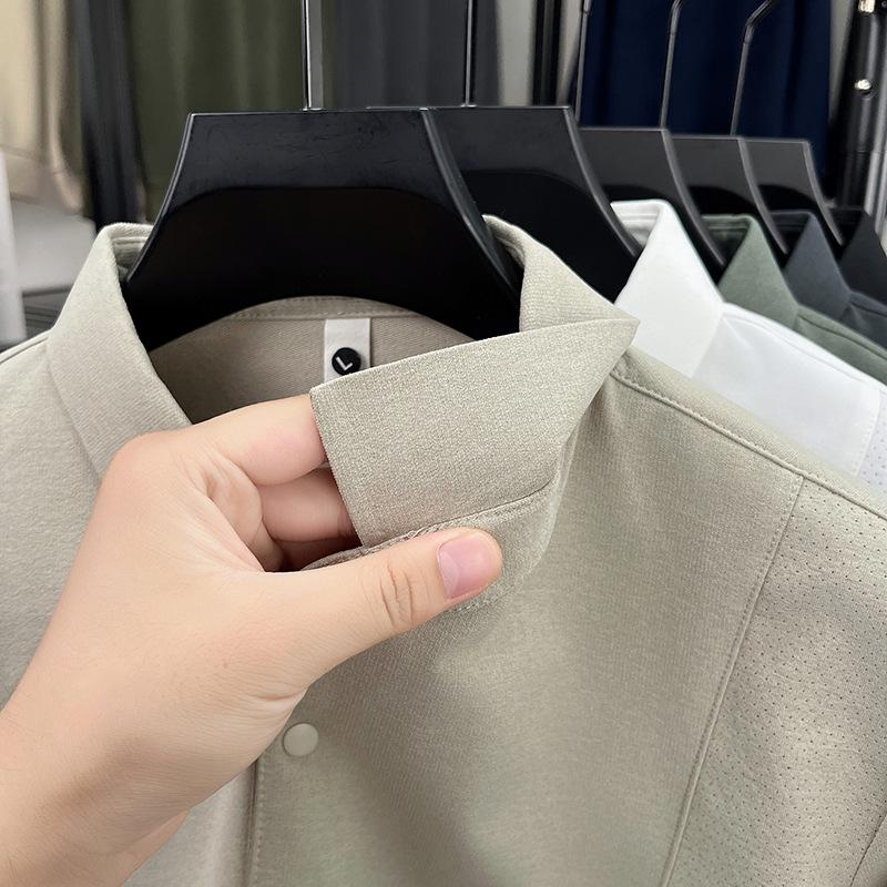 Korean Style Men's Quick-Dry Polo Shirt – Sporty, Breathable, Business Casual, Long Sleeve Lapel Design