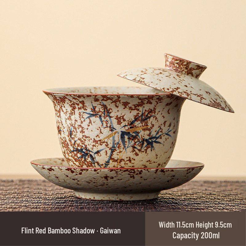 Qiwei Ru Ware Ceramic Anti-Scald Gaiwan Tea Set