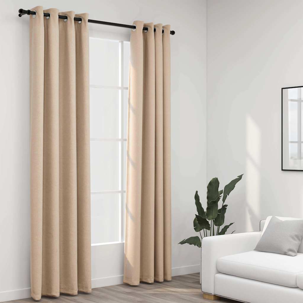 vidaXL Verdunkelungsvorhänge Ösen Leinenoptik 2 Stk. Beige 140x245 cm beige