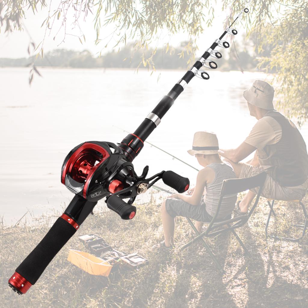 Wędka i kołowrotek Combo 2,4 m teleskopowa wędka z prawym kołowrotkiem castingowym