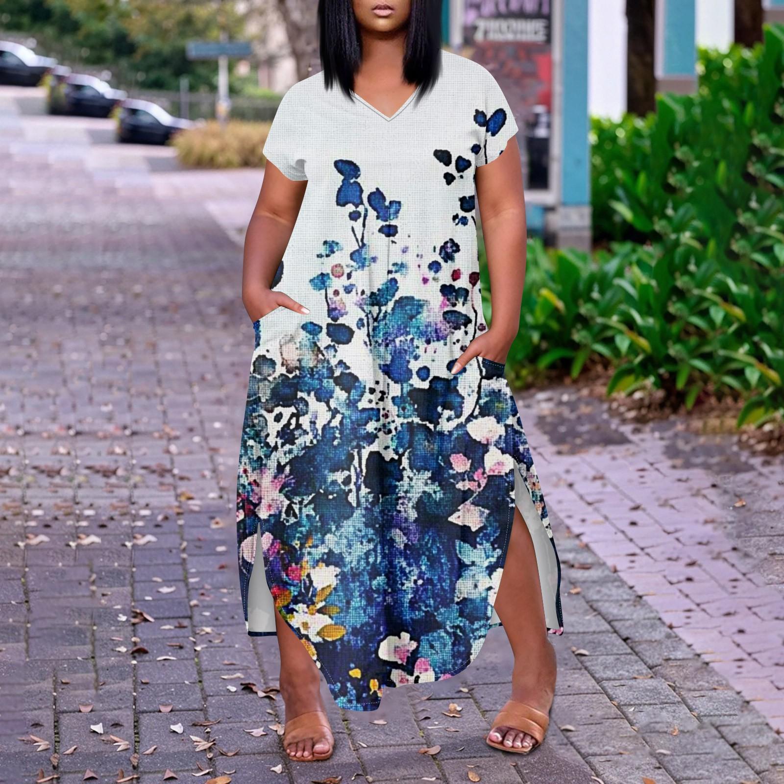 

Женское повседневное платье с коротким рукавом и круглым вырезом больших размеров Temperament XXL